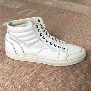 Del Toro White Leather Italian High Top Men’s Sneakers Size 11